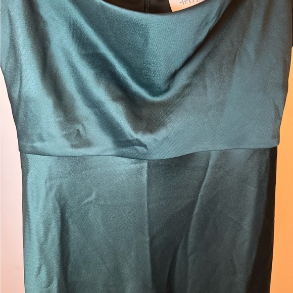 BHLDN Emerald Green Cali Cowl Neck Satin Dress - Picture 5 of 8